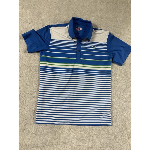 Puma Golf Polo DryCell Striped Short Sleeve Stretch Golf Shirt Mens Size Small - Picture 2 of 8